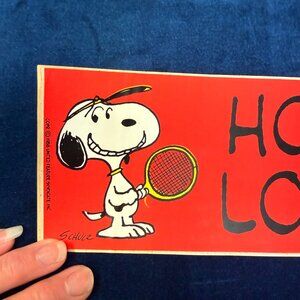 Vintage Hallmark Peanuts Snoopy "Honk if You Love Tennis" bumper sticker 1980's